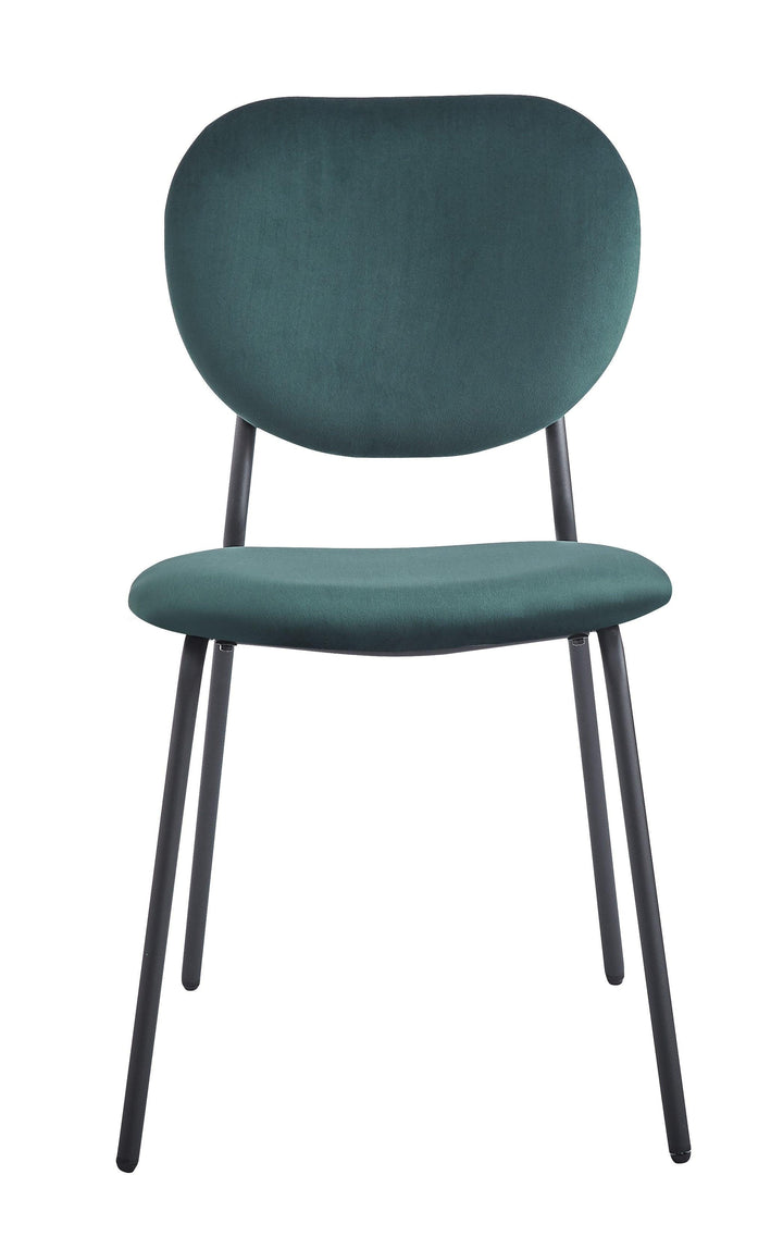 Juego de 2 sillas escandinavas de metal y terciopelo verde
