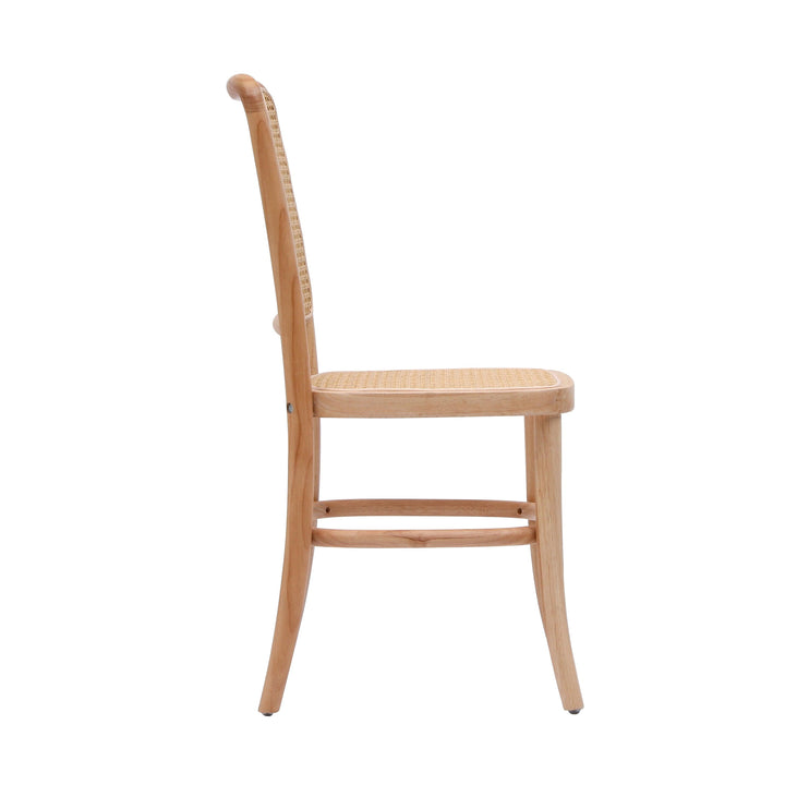 Lote de 2 sillas de madera maciza y ratán natural