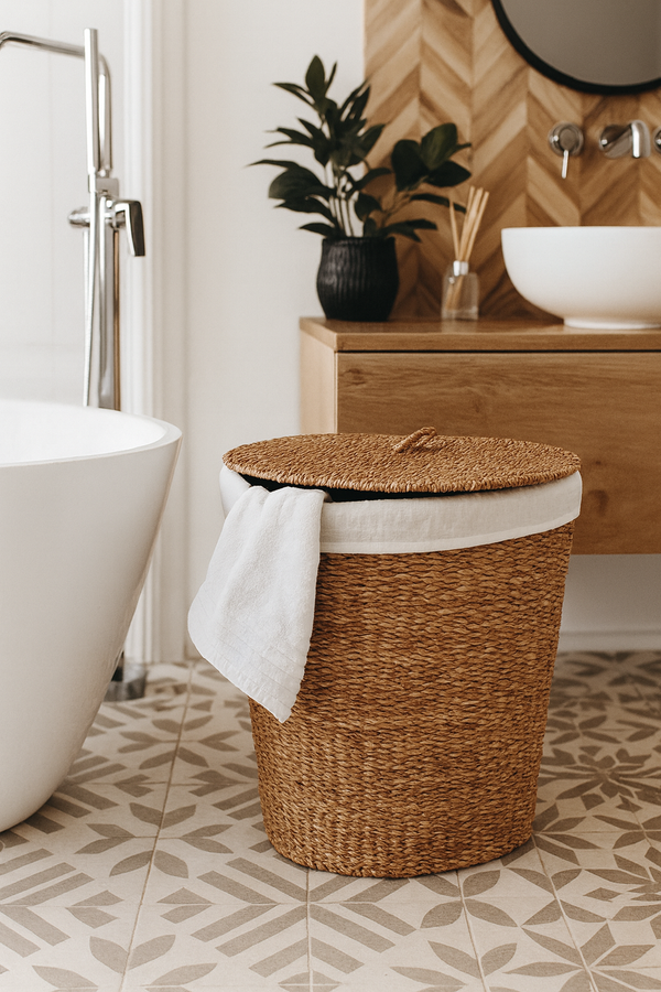 MAGNUS - Panier à linge en jute tressée avec couvercle