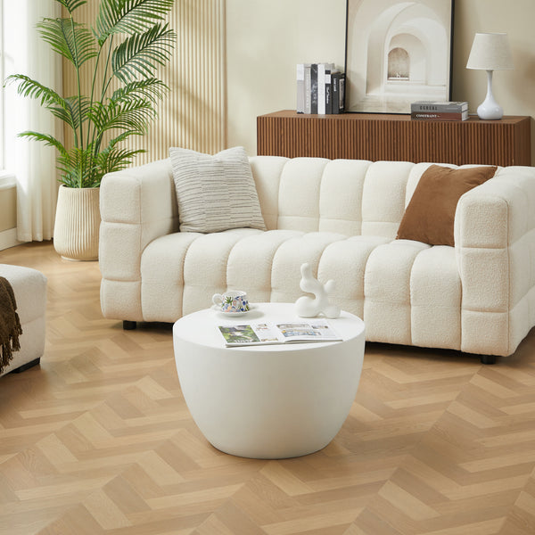 PARNU - Mesa de centro de magnesita blanca para interior y exterior