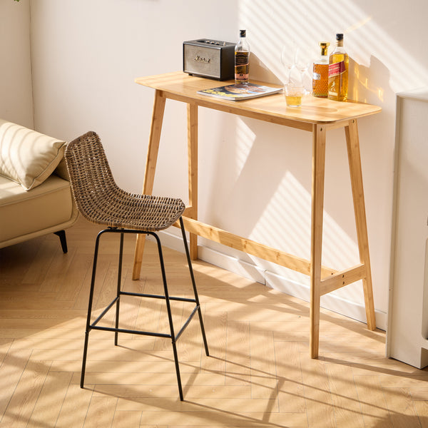 PENANG - Set de 2 taburetes de bar de metal y fibra natural