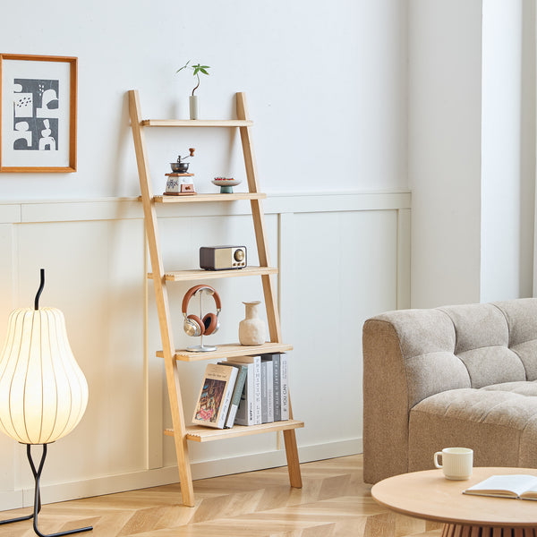 SMOGEN - Estantería de pared de 5 niveles en madera maciza natural
