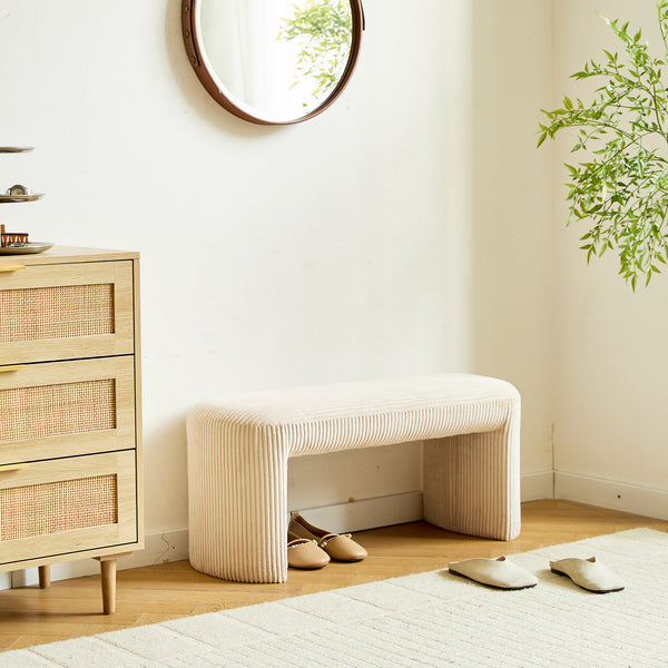 RIGA - Banco de estilo escandinavo en pana beige