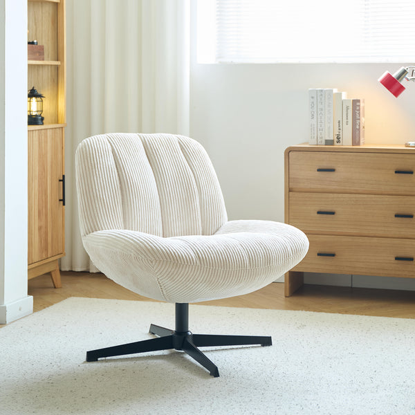 NAMSOS - Sillón giratorio de pana beige