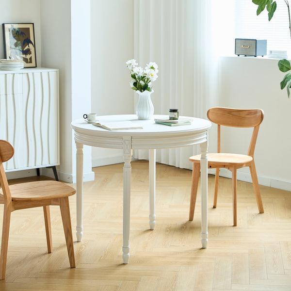KAJANI - Mesa de comedor redonda para 4 personas en madera de pino blanco