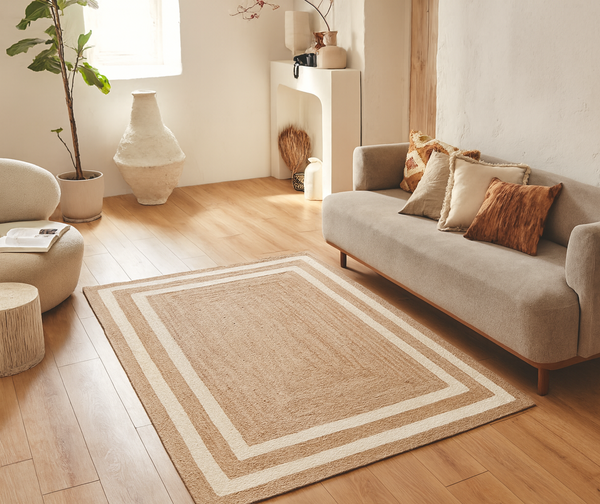 ALVA - Alfombra rectangular de yute natural marrón 120 x 80 cm