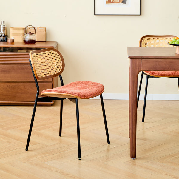 ALESUND - Set de 2 sillas de comedor de ratán y terracota