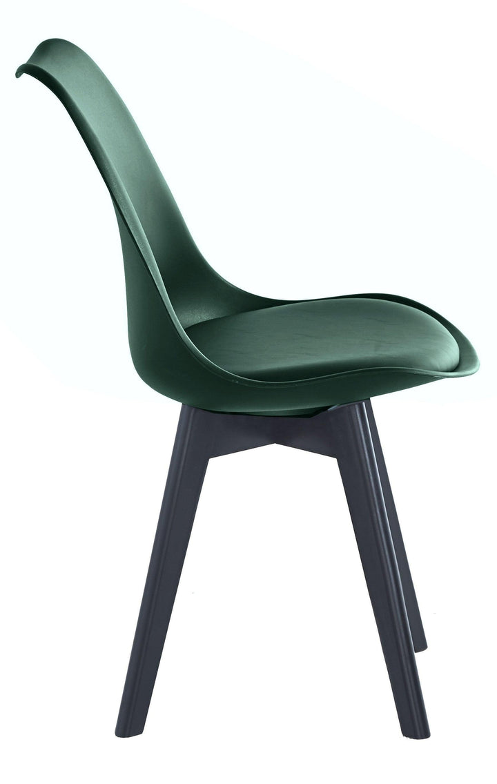 Juego de 4 sillas escandinavas de madera y polipropileno verde