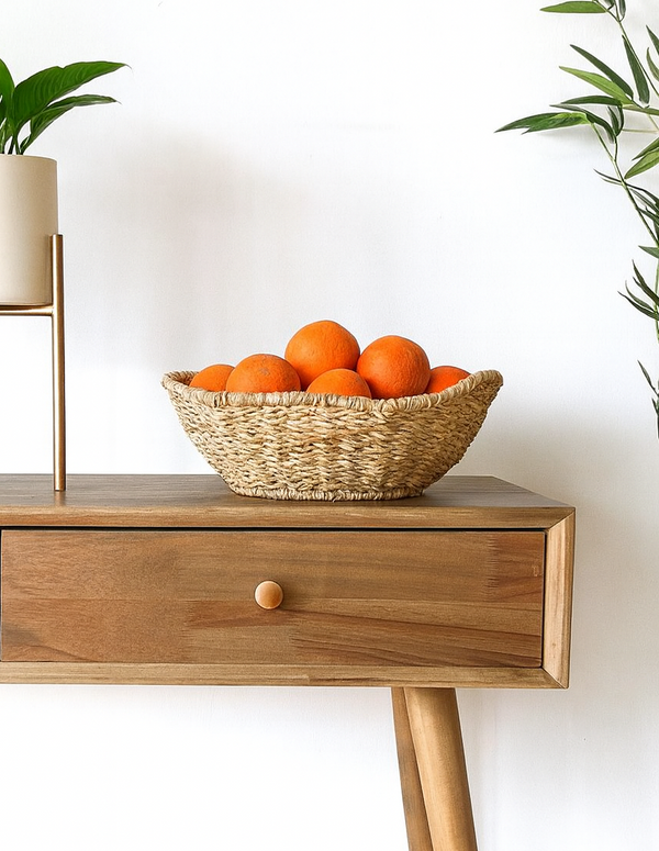 ELSA - Cesta de fibra natural marrón