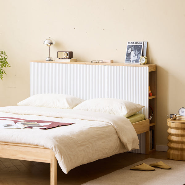 ESLOV - Cabecero de madera 160 con espacio de almacenamiento blanco