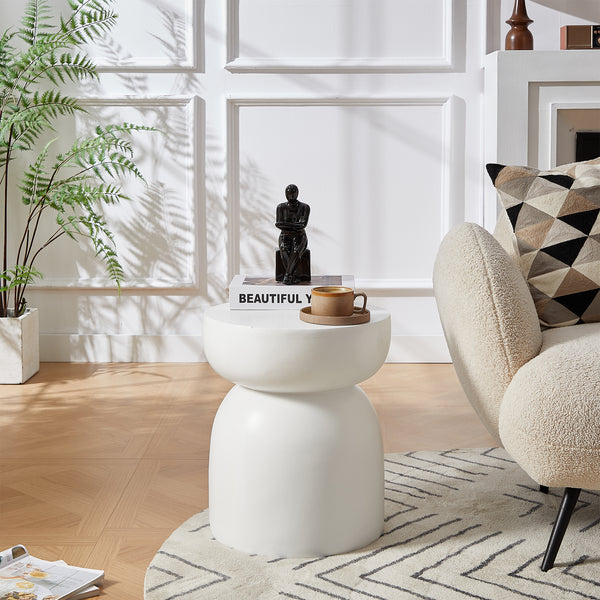 NORDFYN - Mesa auxiliar para sofá de interior/exterior de magnesita Blanco