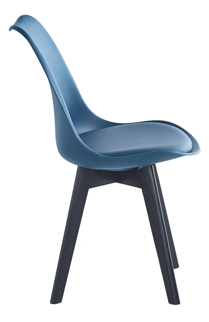 Juego de 4 sillas escandinavas azules de madera y polipropileno