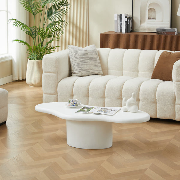 TORNIO - Mesa de centro de magnesita blanca para interior y exterior