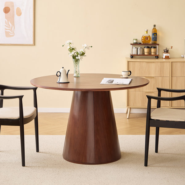 CALI - Mesa de comedor redonda para 6 en madera de nogal