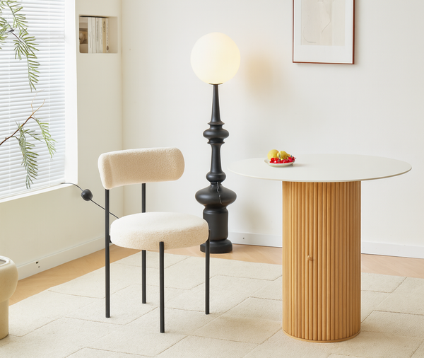 LARS - Set 2 sillas escandinavas de metal y rizo blanco