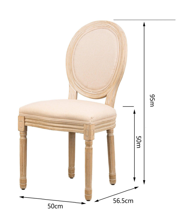 Lote de 2 sillas de madera con asiento de tela beige