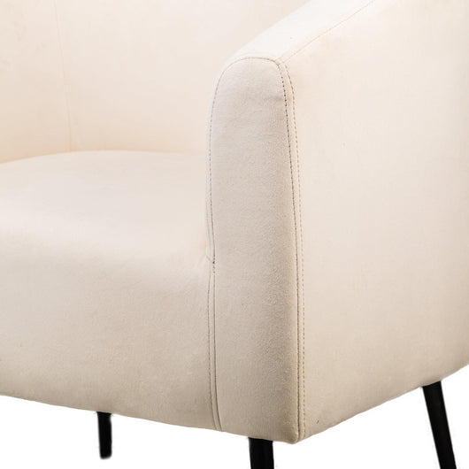Sillón de metal y terciopelo beige