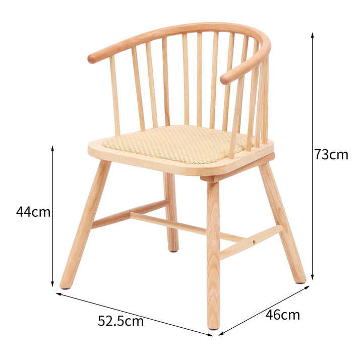 Lote de 2 sillas de madera maciza y ratán natural