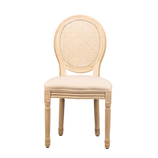 Set 2 sillas en madera con asiento de tela beige