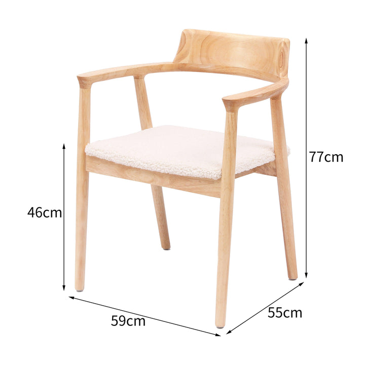 Lote de 2 sillas de madera maciza con reposabrazos y rizos blancos