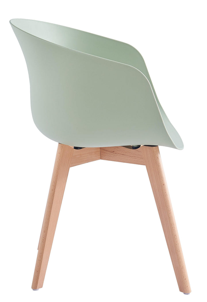 Juego de 4 sillas escandinavas de madera y polipropileno, verde menta