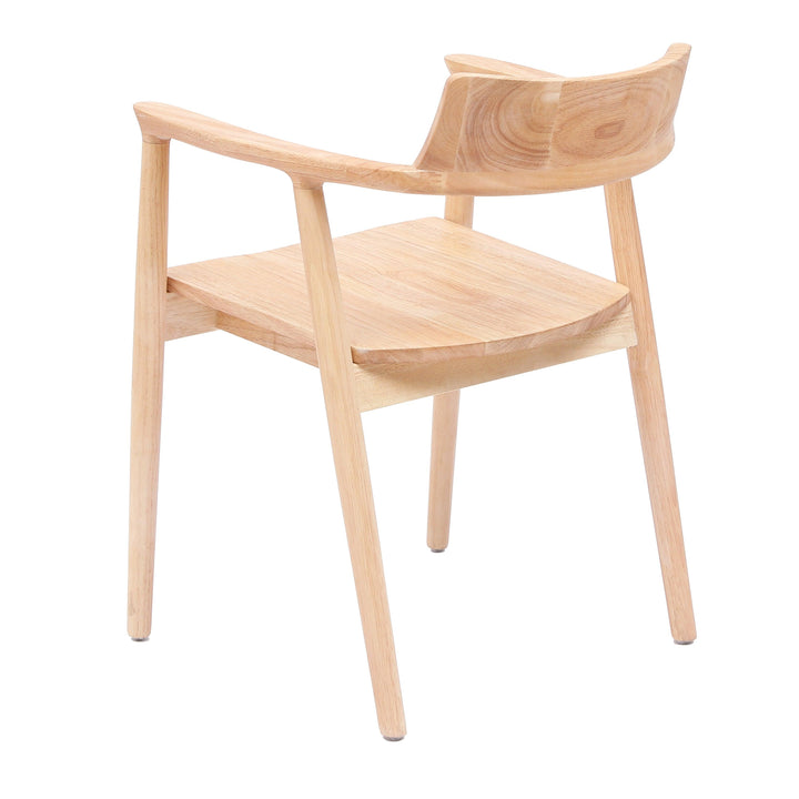 Lote de 2 sillas de madera maciza con reposabrazos de color natural