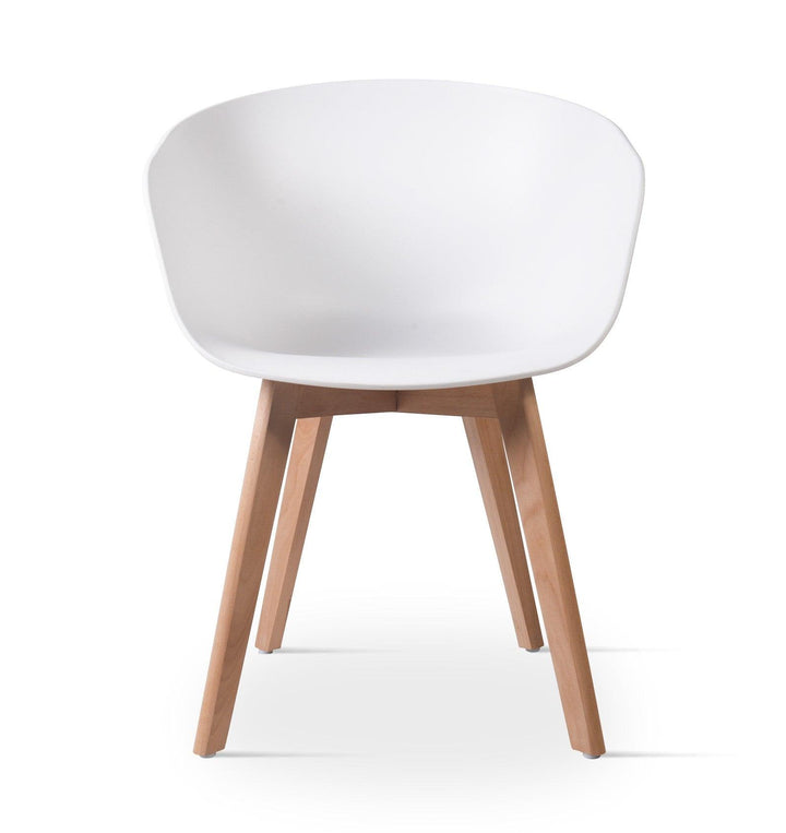 Juego de 4 sillas escandinavas de madera y polipropileno blanco