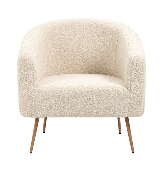 Sillón de metal en tela bouclé blanca