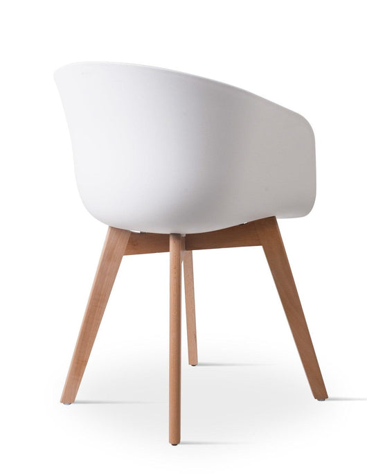 Set 4 sillas escandinavas en madera y polipropileno blanco