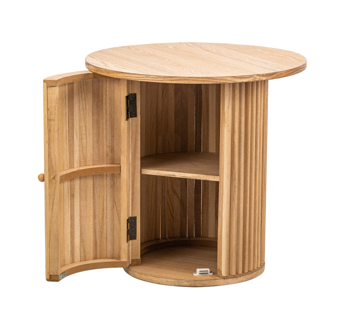 Mesa auxiliar de madera maciza, color natural