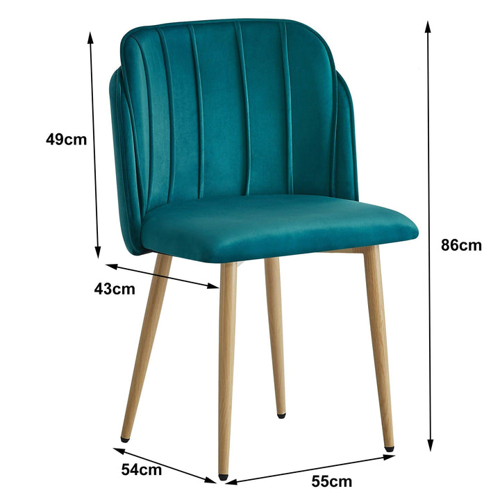 Lote de 2 sillas de metal efecto madera con tela azul pato