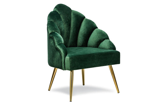Sillón retro de metal y terciopelo verde