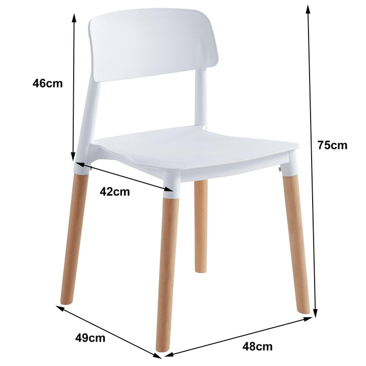 Juego de 4 sillas escandinavas de madera y polipropileno blanco