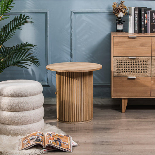Mesa auxiliar en madera maciza, color natural