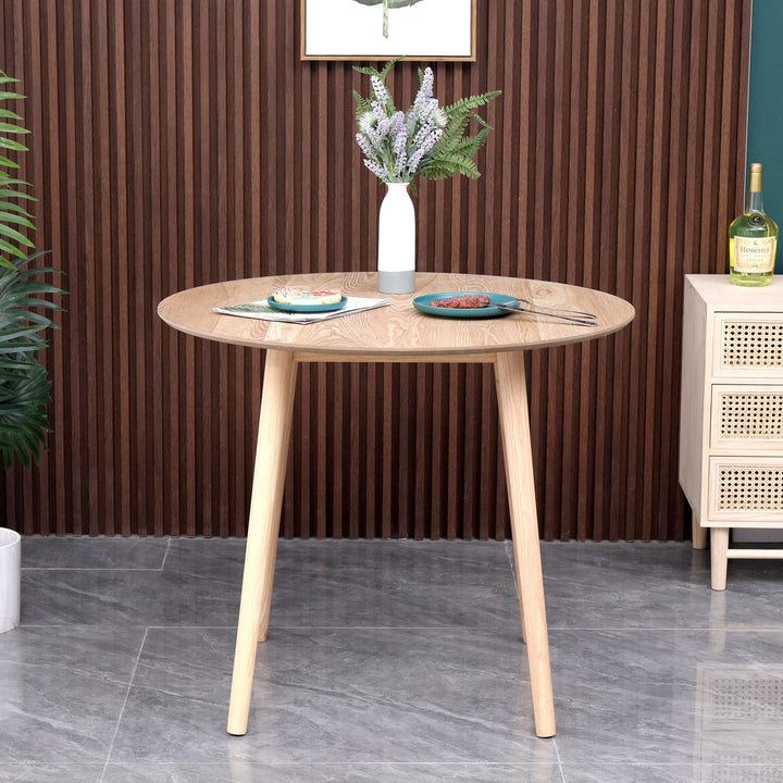 Mesa de comedor para 4 personas de pino macizo D90, color natural