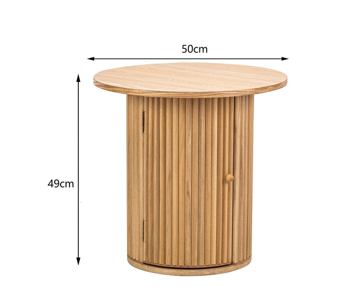 Mesa auxiliar de madera maciza, color natural