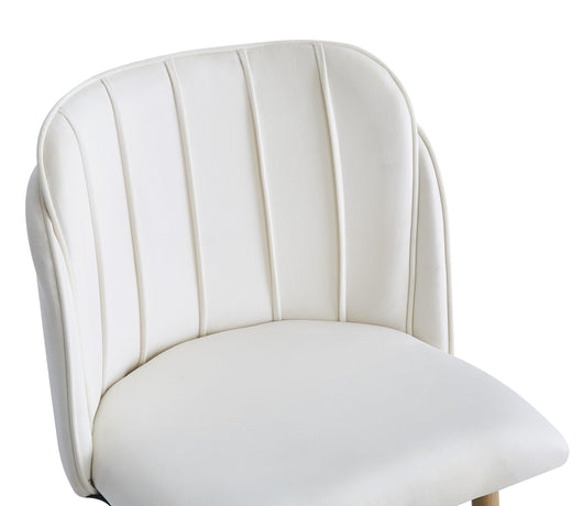 NORA - Set 2 sillas de tela beige y metal efecto madera