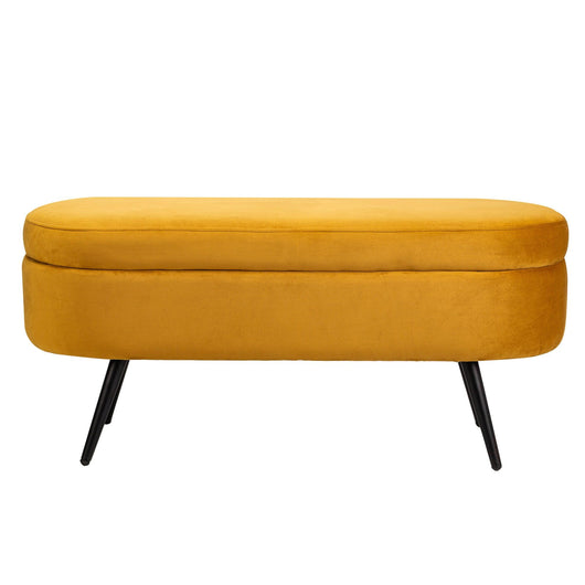 Banco de metal y terciopelo amarillo mostaza