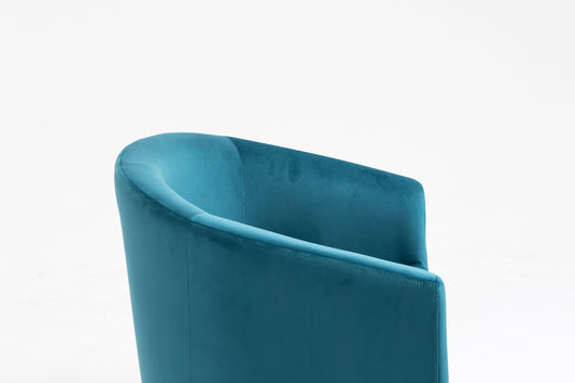 Sillón de terciopelo azul pato y metal