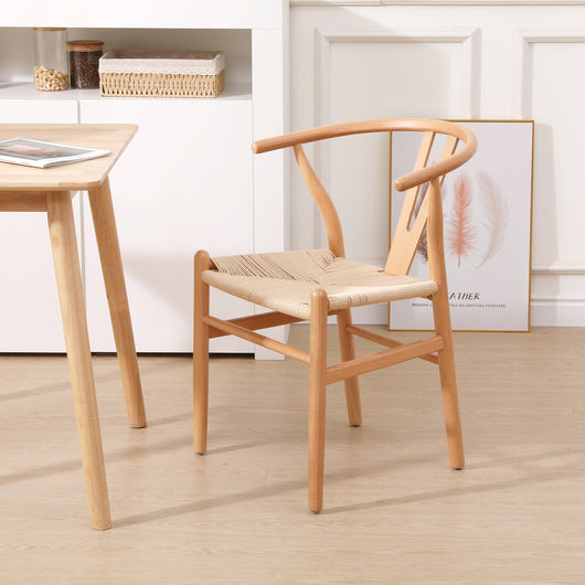 Set 2 sillas en madera maciza y cuerda natural