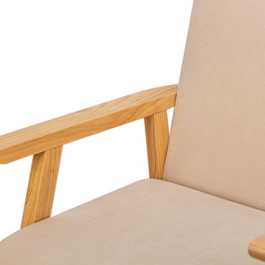 Sillón en madera maciza y tela beige