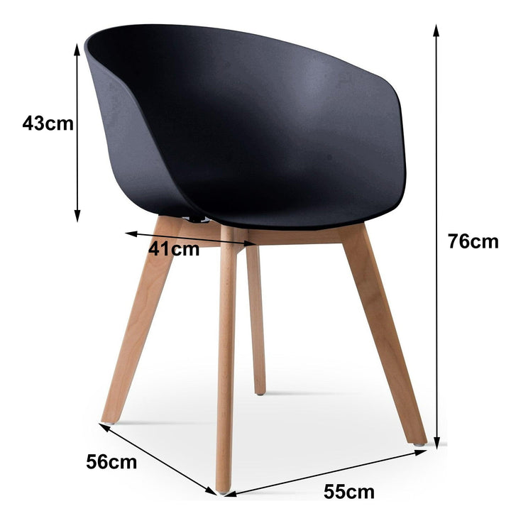 Juego de 4 sillas escandinavas de madera y polipropileno negro
