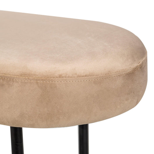 Banco de metal y terciopelo beige