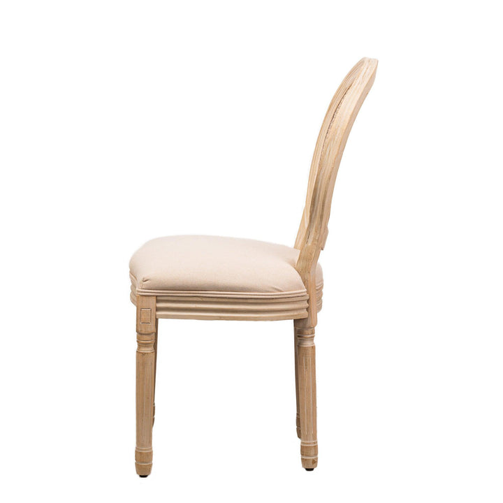 Lote de 2 sillas de madera con asiento de tela beige