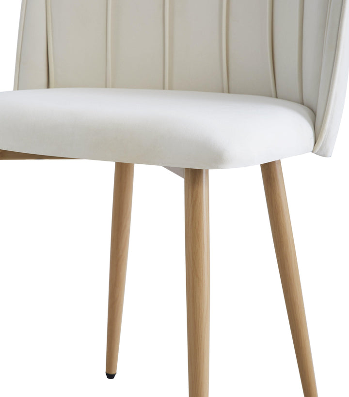 Lote de 2 sillas de tela beige y metal efecto madera