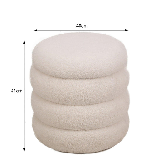 Puff blanco rizado de estilo escandinavo