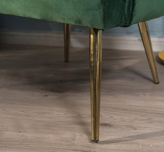 Sillón retro de metal y terciopelo verde